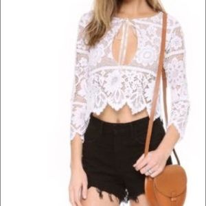 For Love and Lemons lace Giana crop top